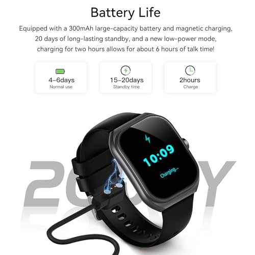 MYSHUN Reloj Inteligente Mujer con Llamadas, 2,01 Pulgada Smartwatch Hombre Deportivo con Podometro Pulsometro SpO2 Sueño Presion Arterial Actividad IP68 Reloj Digital para iOS Android (Negro)