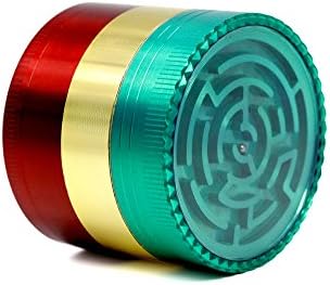 Eschone 2.5" Large Size Tabacco Grinders Maze Herb Grinder -Colourful 4 Pieces Metal Zinc alloy Tobacco Grinder,Weed Grinder with Magnetic Cover, Sifter and Pollen Scraper，Valentine gifts
