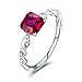 Merthus 7x7mm Square Shape Simulated Ruby 925 Sterling Silver Twist Rope Band Ring for Women Size 8