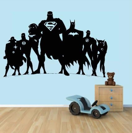 Large Justice League Super Heroes DC Comics Superman Flash Green Lantern Batman Wonderwomen Wall Decal Home Decor Sticker (30" x 48")