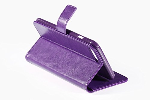 iPhone 8 Plus Case, iPhone 7 Plus Case, HLCT PU Leather Wallet Case, With Soft TPU Protective Bumper, Built-In Stand Kickstand, Cash And Card Pockets (Purple)