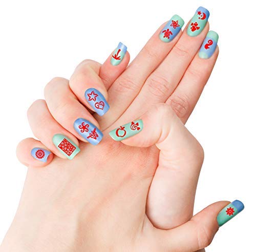 Nail Art Stamp Stamping Templates, Stamper Scraper Kit, 5 Manicure Plates Stamping Set with 1 Polish Stamper