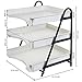 MyGift 3 Tier Vintage White Wood Letter Tray Desktop Organizer with Black Metal Stand, Office Desk Paper Document Sorter, Wooden Upright Filing Folder Rack