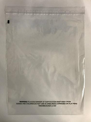 Clear Self Sealing Suffocation Warning Bags - 100 count (10x12)