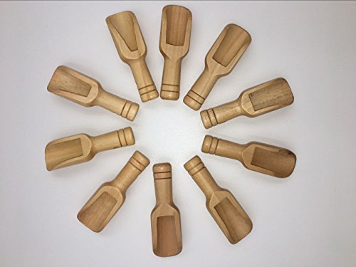 Small Wood Scoops / Mini Spoons for Condiment, Milk, Tea, Spices (Pack of 10) - Thumbnail 2