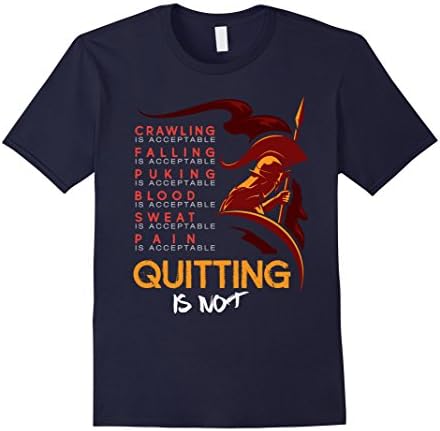 Men's Quitting is not acceptable Spartan and Mud Race Shirt Medium Navy