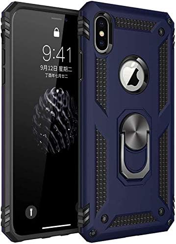 Phone Case for iPhone Xs X 10 with Tempered Glass Screen Protector Magnetic Stand Ring Holder Accessories Heavy Duty Rugged Protective Shockproof Hard Bumper iPhoneX iPhoneXs i SX 10x 10s 10xs Blue - Image 4