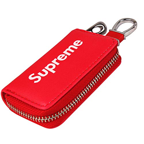 Leather Car Smart Key Chain Universal Key Holder Bag Black Zipper Case Cover Wallet Bag Shell Fob Ring (P Seven)