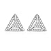Jasellia 18K White Gold Plated Sterling Silver Cubic Zirconia 3D Triangle Fashion Stud Earrings
