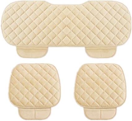 YwewY Car Seat Cushion, General protector Cover Anti-skid Pad Mat Front & Back Set - 3PCs (Beige)