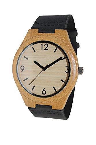 wooden watch face leather strap