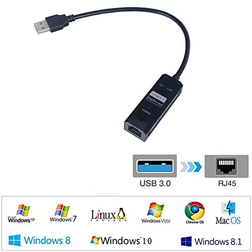 Seaidea SuperSpeed USB 3.0 to RJ45 Gigabit Ethernet Network Adapter 10/100/1000Mbps Lan Adapter for Laptop PC Black