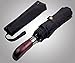 Balios Travel Folding Umbrella with Real Wood Handle Auto Open Close Vented Windproof Canopy - Designed in UK