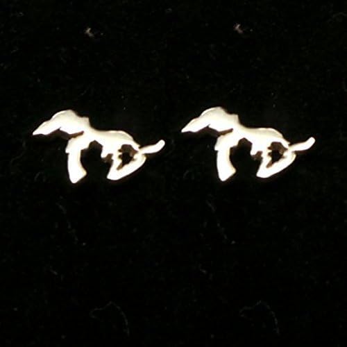Handmade 925 Sterling Silver Michigan Great Lakes Stud Earring
