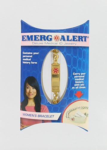 Emerg Alert Women's Deluxe Gold Tone Flexible Chain Medical ID Bracelet