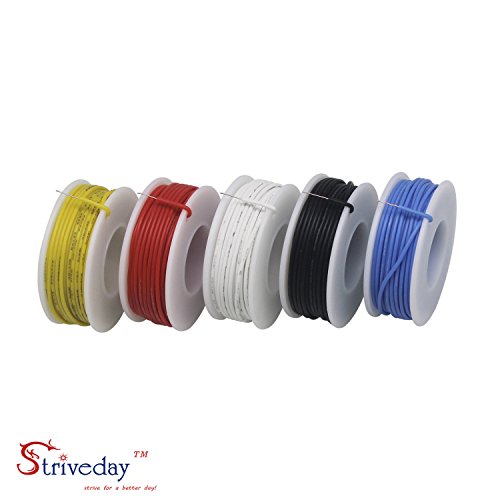 StrivedayTM 22 AWG Flexible Silicone Solid wire Kit box Electric wire 22 gauge Hook Up Wire 300V Cable (19.6ft Each Color)