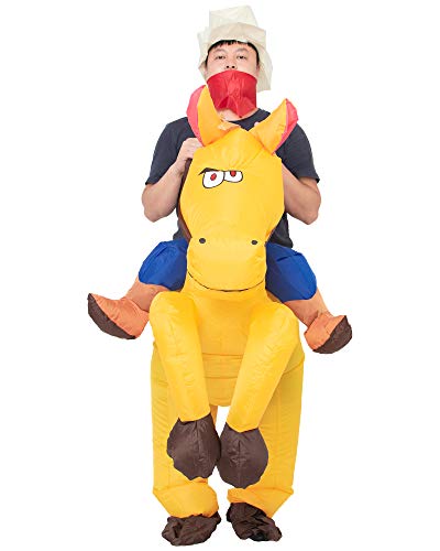 JYZCOS Inflatable Cowboy Costume Western Fancy Dress for Men Women Halloween Party Suit (Adult Golden)
