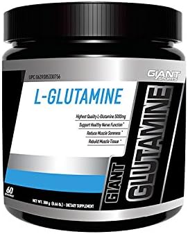 Giant Sports Glutamine Powder, Formulated for Rapid Disintegration and Maximum Absorption, 300g Unflavored 60 Servings