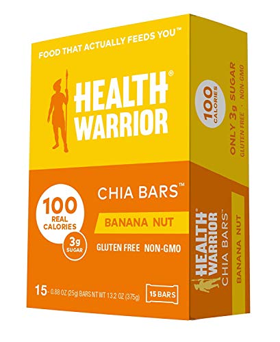 Health Warrior Chia Bars, Banana Nut, Gluten Free, Vegan, 25g bars, 15 Count
