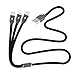 Multi Charger Cable 3A PACK 2, 3 in 1 Multiple USB Syncing Data Charging Cable Flat Cord Lighting Type C Micro USB Compatible Most Phone, Android Cellphones (Black 3FT)