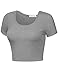 FPT Womens Basic Short Sleeve Scoopneck Crop Top HEATHER GRAY MEDIUM