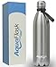 AquaFlask Insulated Double Wall Stainless Steel Water Bottle with Handle (Glossy Stainless Steel, 27-Ounce)