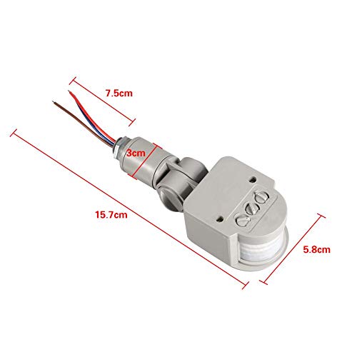 Neufday 180 Degree Infrared PIR Motion Sensor Detector Wall Light Switch Gray LED Outdoor 90~250V - Thumbnail 2
