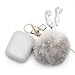 Airpods Case - BlUEWIND Drop Proof Air Pods Protective Pom Pom Keychain Case Cover Silicone Skin for Apple Airpods 2 & 1 Charging Case, Cute Fur Ball Airpods Keychain/Strap (Gray) primary