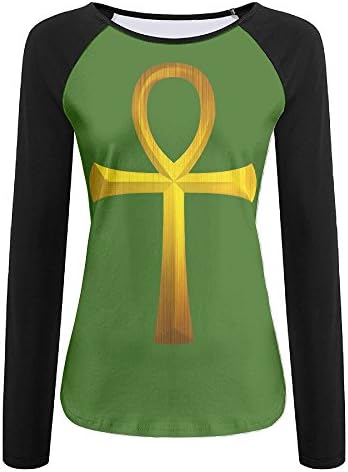 Ancient Egyptian Ankh Golden Girls Athletic Fashion Long Sleeve Round Neck Tee T-Shirt M