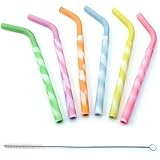 EHME New Stainless Steel Straws with Comfortable Silicone Tip Covers,Fits 30 oz YETI,RTIC Tumbler Ramblers Cups,Cleaning Brushes Included(Green)