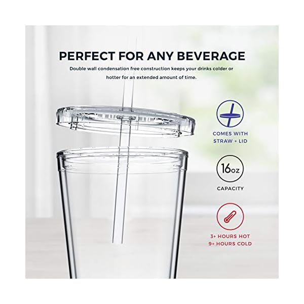 Maars Drinkware Bulk Double Wall Insulated Acrylic Tumblers with Straw