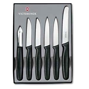 Victorinox Swiss Classic Keukenmessen voor groente, 6-delige set, aspergeschiller, groentemessen, geschikt voor de…