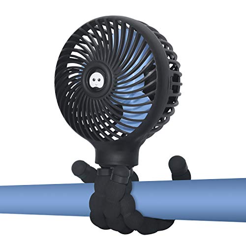 Mini Handheld Stroller Fan,Small Personal Portable Table Fan with USB Rechargeable Battery Operated Cooling Adjustable Electric Desk Fan for Travel Office Room Outdoor Household (Stroller Fan Black)