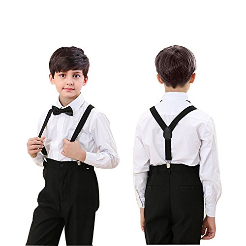 Hanerdun Kids Suspender Bowtie Sets Adjustable Suspender With Bow Ties Gift Idea For Boys And Girls