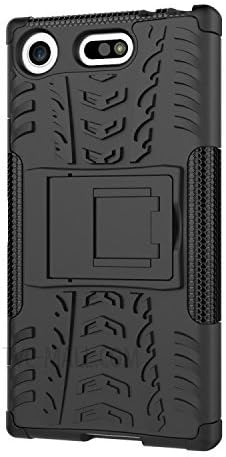 Sony Xperia XZ1, Back Cover, Premium Real Hybrid Shockproof Bumper Defender Cover, Kick Stand Hybrid Desk Stand (Black) Back Case Cover for Sony Xperia XZ1