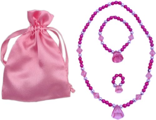 3 Princess Jewelry Dress up Sets - Girl S Easter Basket Stuffers (3 Unique Sets Each with a Necklace  Bracelet  & Ring in a Satin Bag) thumbnail