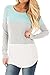 For G and PL Women Color Block Long Sleeve Stripe Knits T Shirts Casual Cotton Tunic Tops Green M