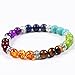 Areke Mens Womens Unisex 7 Chakra Stone Bracelets Crystal Reiki Healing Balancing Round Energy Beads Color Brown