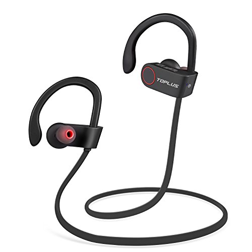 TOPLUS Ecouteur Bluetooth 4.1 - Casque de Sport Oreillette Sans Fil Stéréo compatible avec Apple iPhone, Android, Windows Smartphone et autres Appareils Bluetooth (Noir)