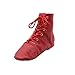 Leather Women's Lace-up Jazz Dance Boots Red/Black/Pink