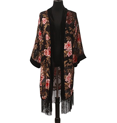 2 Womens+Velvet+Burnout+Kimono+Cardigan