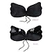 Adhesive Bra, Push Up Strapless Bra with Drawstring Reusable Invisible Silicone Backless Bras for Women, Black, Cup D