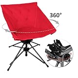 Zenree Portable Sports Lawn Swivel Chairs - Comfortable Folding Camping Hunting Chair with Air Mesh Padded Seat for Outdoor/Indoor, Red