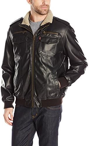 levi's men's vintage deer faux leather sherpa lined aviator bomber