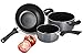 Kitchen Cookware Nonstick Pots and Pans Set, 15 Piece (Utensils and Glass Lids Included) Durable Professional Grade Aluminum Kitchenware, Oven safe, Black by Chef's Star