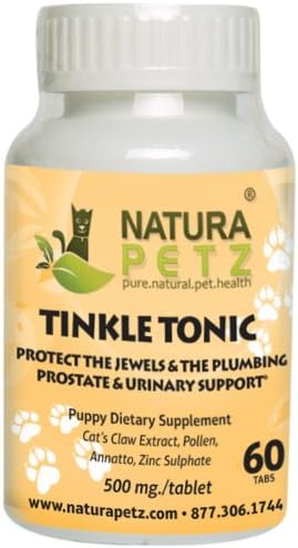 Natura Petz Tinkle Tonic Prostate, Urinary, Benign Hyperplasia Prostate (BPH) and Prostatitis Support for Kittens, 60 Capsules, 500mg Per Capsule