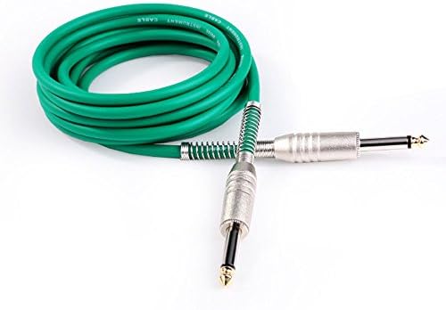 CHStars 6.35mm Mono Jacks 1/4" Straight Male to Male Instrument Cables for Electric Guitar, Bass, Keyboard, and other Professional Audio Equipment (10m/33 Feet Cable, Green)