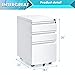 INTERGREAT 3 Drawer Filing Cabinet with Lock, White Mobile File Cabinet with Wheels, Rolling Small Metal Cabinets Under Desk for Home Office, Assembled