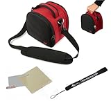 Red Slim Holster Camera Bag Carrying Case will easily hold your camera, battery charger, memory cards, and accessories For Nikon Coolpix L24 P300 S70 S80 S100 S1100pj S1200pj S2500 S3100 S4100 S5100 S6100 S6200 S8100 S8200 D90 Coolpix AW100 Coolpix P7000 S9100 Nikon J1 Point and Shoot Digital Camera + Includes eBigValue Determination Hand Strap Key Chain + Includes a anti glare screen protector, will protect from any small scratches and dirt.