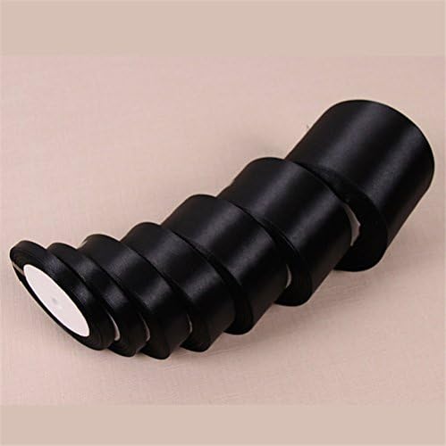 (25 YARDS) SATIN RIBBON roll craft xmas presents wedding party holiday gift wrap hair bows sewing (1", Black)